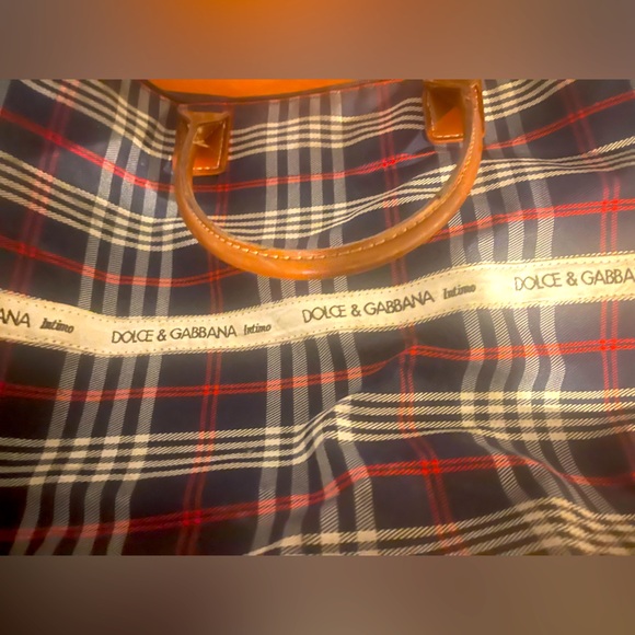 Dolce & Gabbana Men's Checkered Tote - Navy and Crimson - Picture 4 of 6